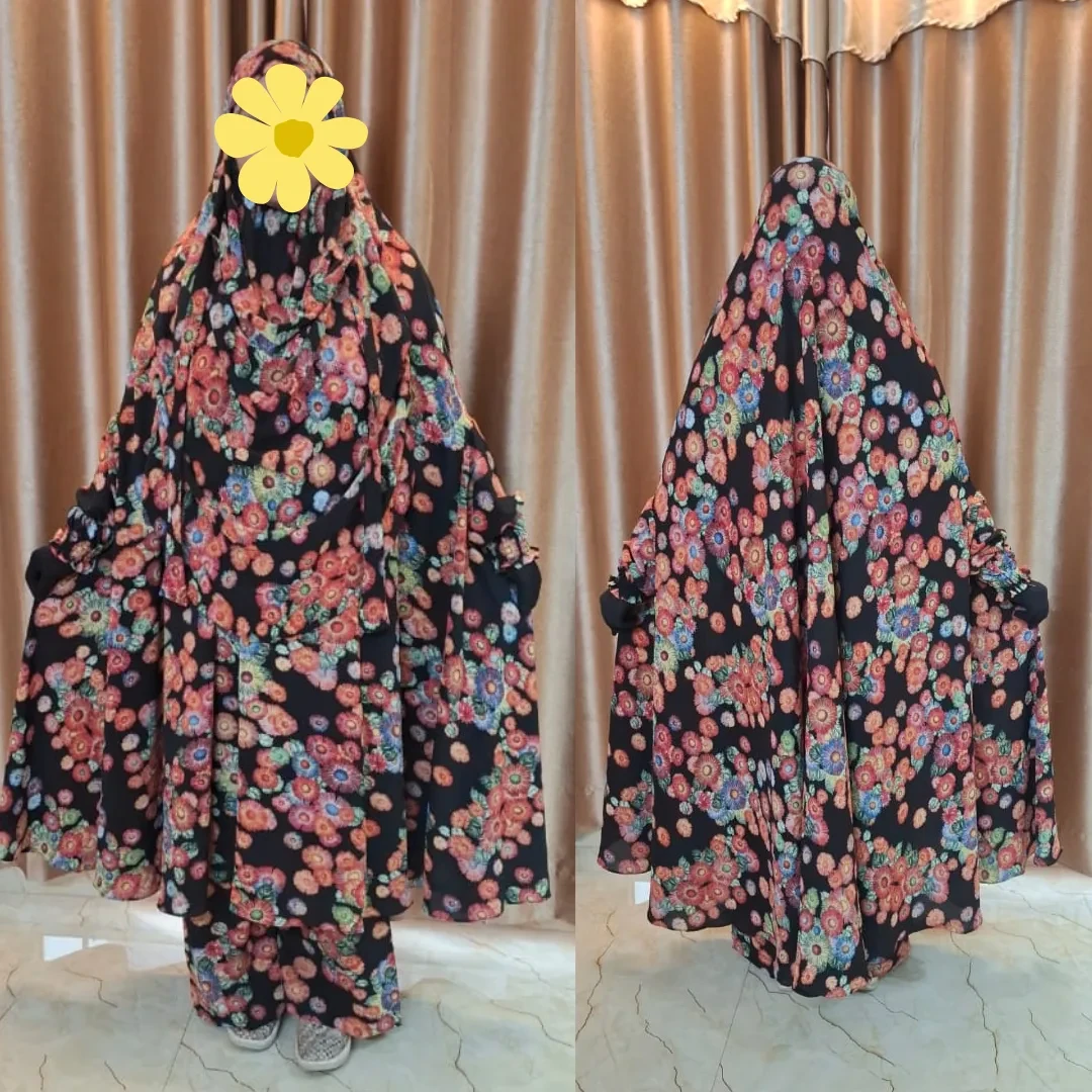 Cherry Georgette Fabric Khimar Plaza Set CG109