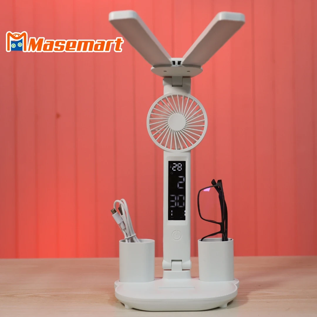 Rechargeable Tabel Lamp With Fan And Clock
