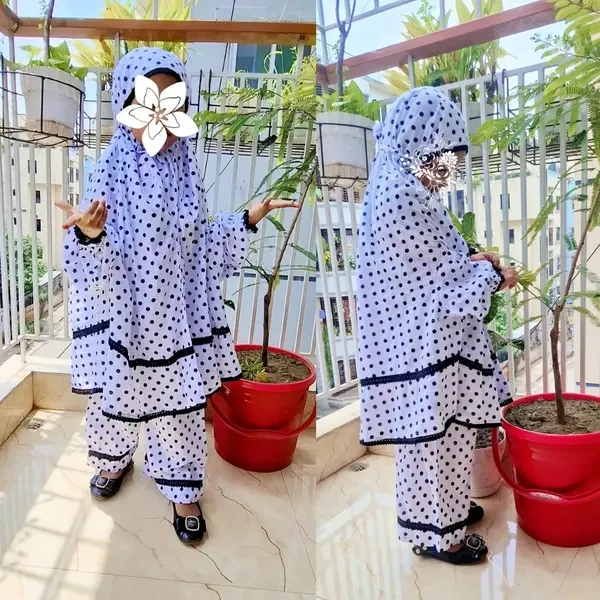 Kids Cotton Khimar Set Age 1 to 12 Customised KCK107