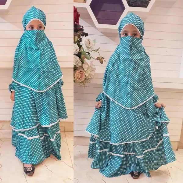 Kids Cotton Khimar Set Age 1 to 12 Customised KCK102