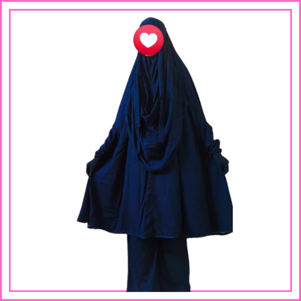 Premium Quality Full Black Soft Lilen Khimar Set For Woman