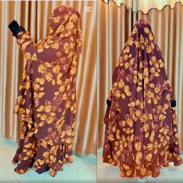 Cherry Georgette Fabric Khimar Scarf Set CG107